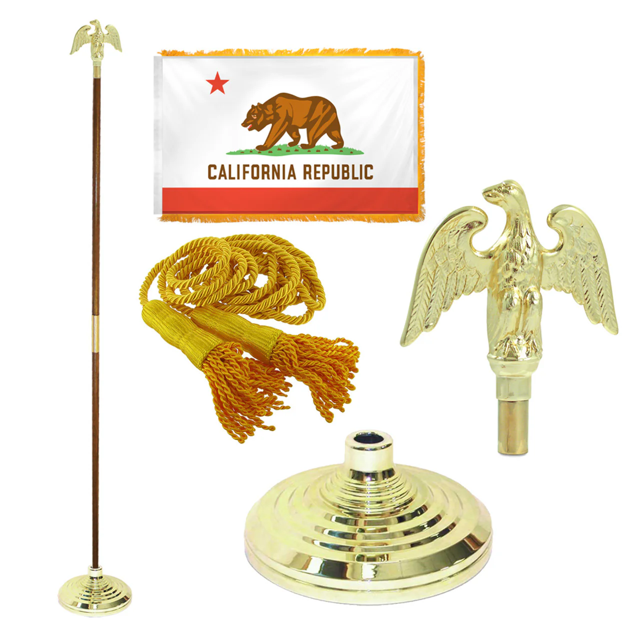 Super Tough Indoor Flagpole Kit with Nylon 3' x 5' California Flag