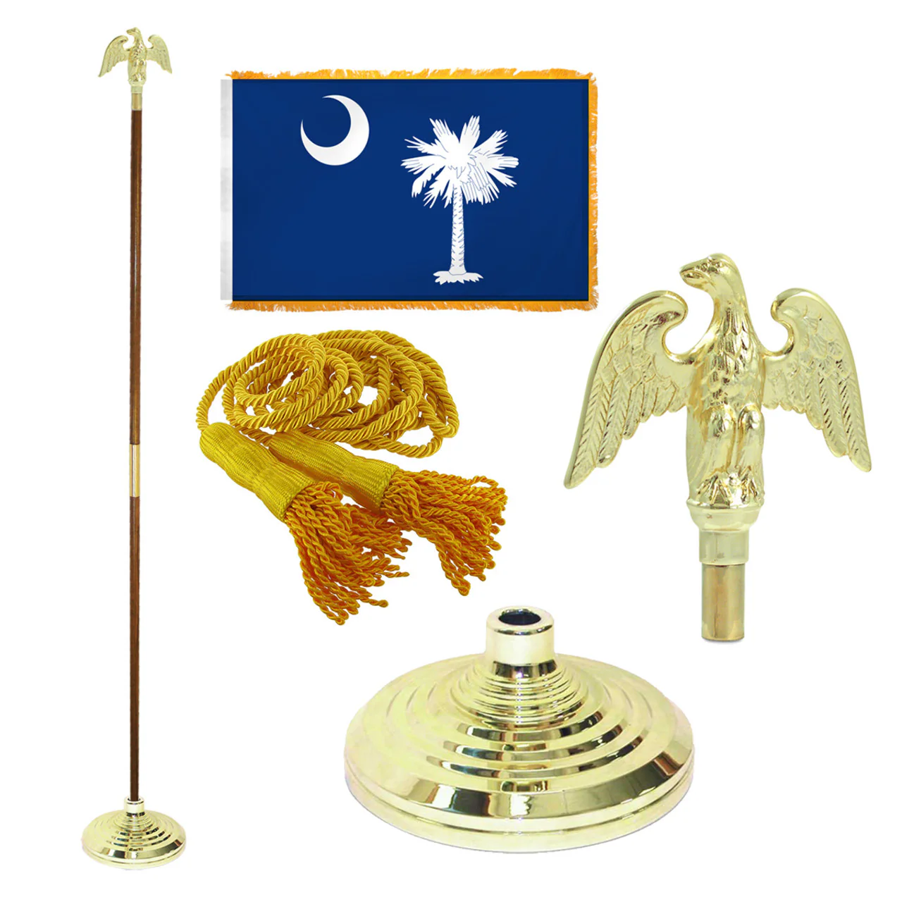 Super Tough Indoor Flagpole Kit with Nylon 3' x 5' South Carolina Flag
