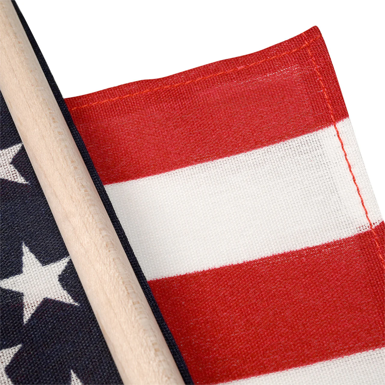 Super Tough 12"x18" US Stick Flag with 30"x3/8" Wood Staff - Sewn Edges - Image 3