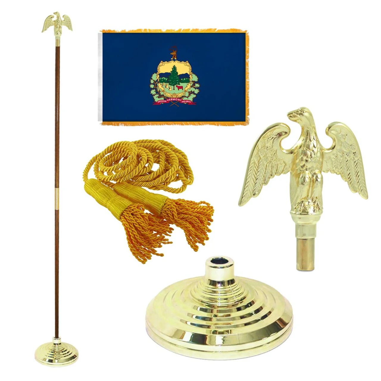 Super Tough Indoor Flagpole Kit with Nylon 4' x 6' Vermont Flag